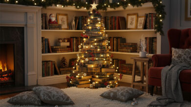 Idee Addobbi Natalizi: Libreria Albero di Natale